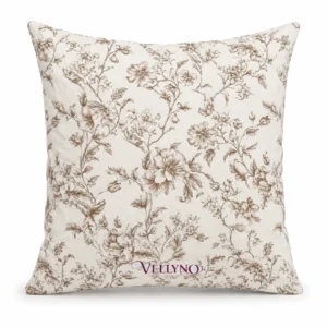 Vellyno | Brown Floral Linen Pillow Covers Set of 2