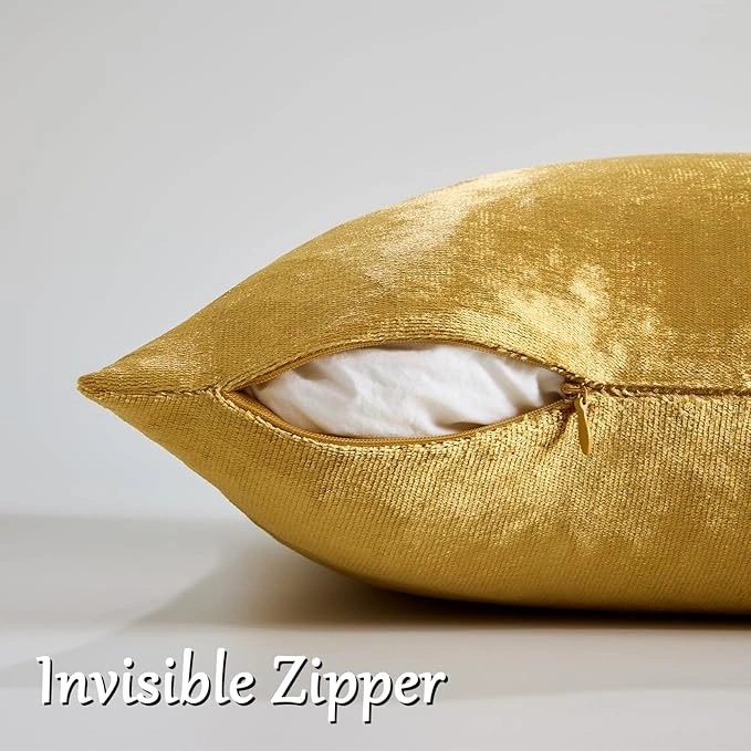 Vellyno | Gold Velvet Throw Pillow Covers Set of 2 - Image 7